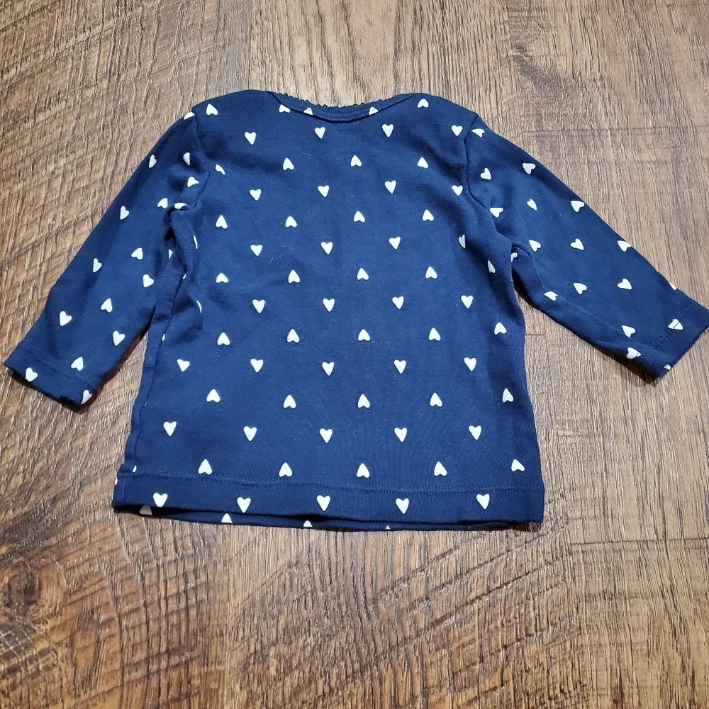 Carters Baby Girl Matching Set Leggings Tee Shirt Bodysuit Hearts Pink Blue 3M